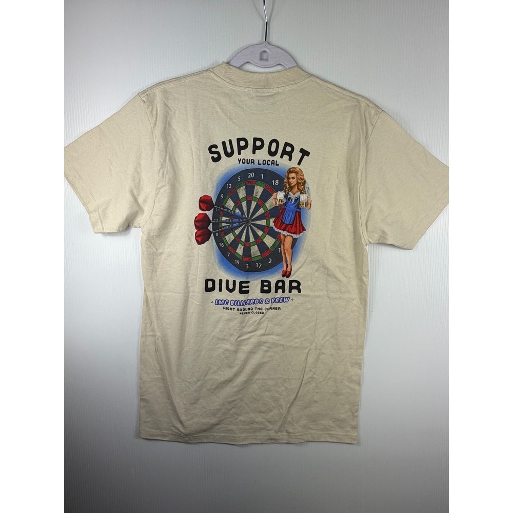 Loser Machine Mens T Shirt Size Small Cream Dive Bar Darts Beer Graphic Tee - Picture 6 of 8